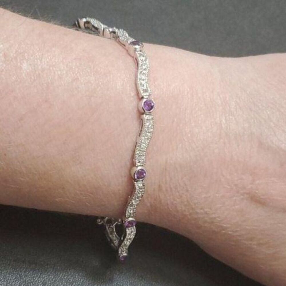 Sterling Silver Purple Amethyst Bracelet 7.5"